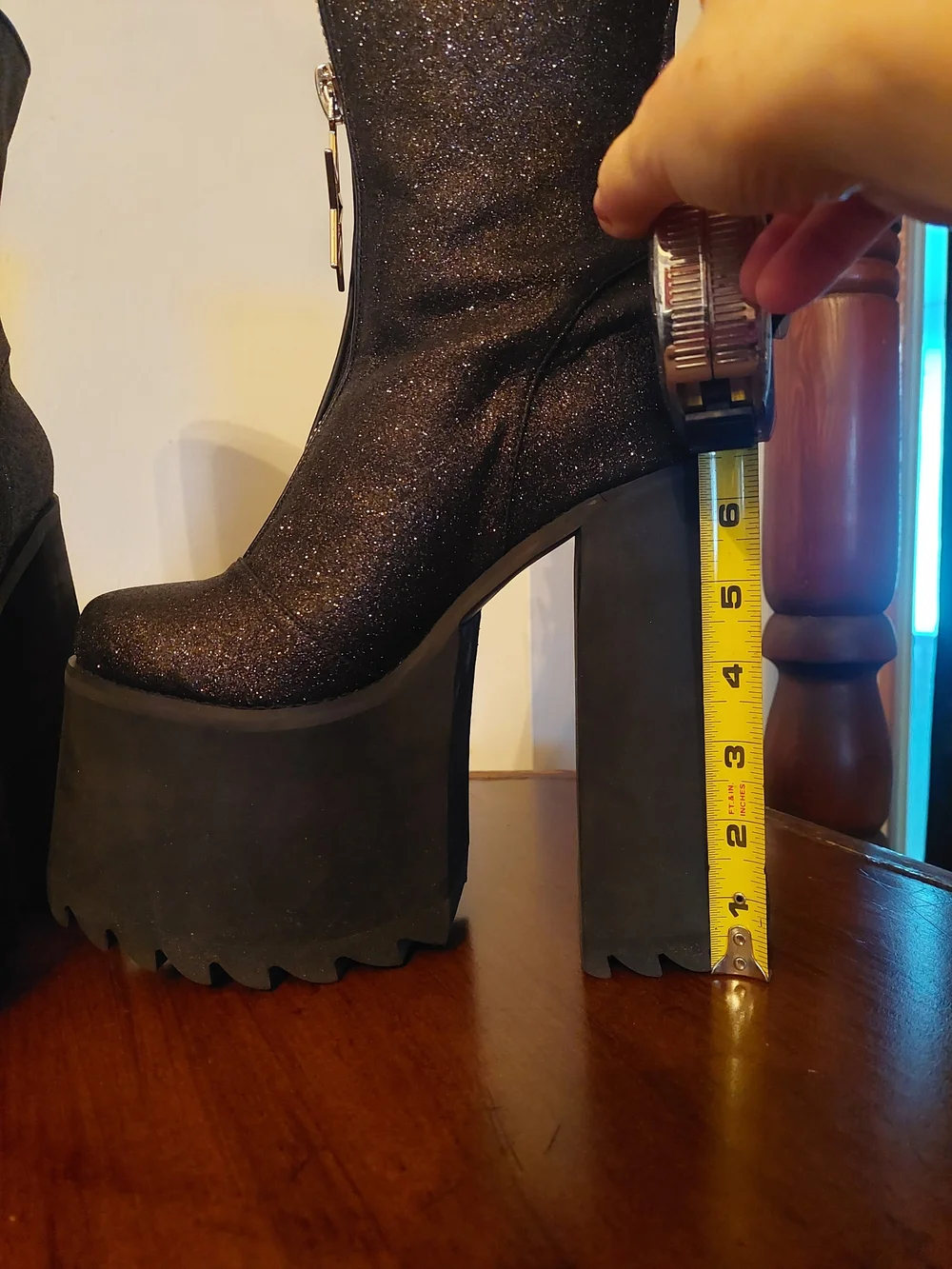 Black Platform Women's Mid Calf Boots - Size 6M